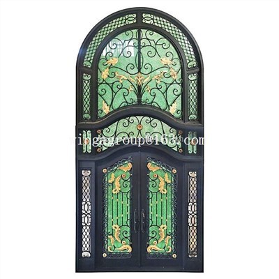 Pintu Besi Tempa Ganda Eksterior Gaya Kerajaan